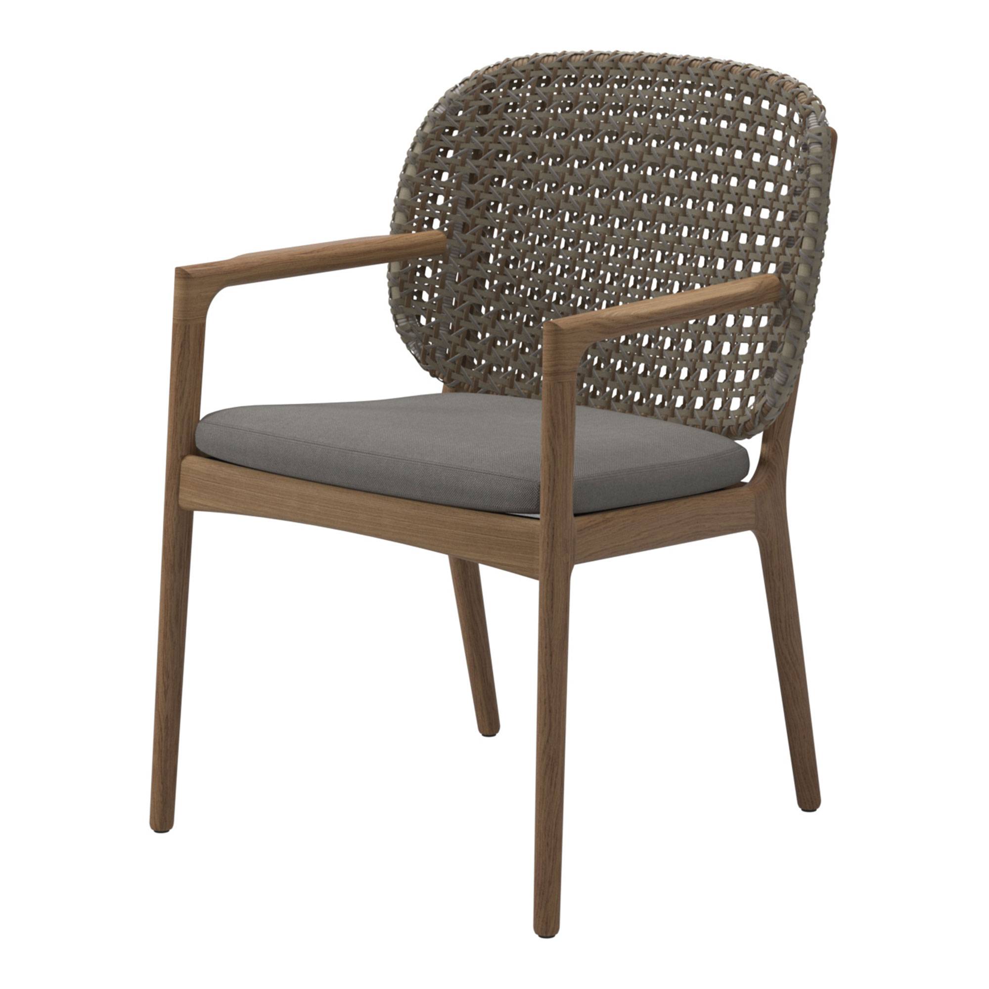 Gloster - Kay Dining Chair with Arms Harvest/ Rainy Grey - Matstolar utomhus - Henrik Pedersen - Trä/Textilmaterial