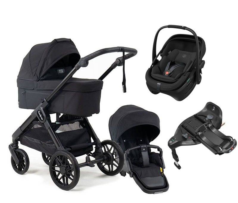 Emmaljunga Sento Max duovagn Flat+ 2027 + Maxi-Cosi Coral Slide Pro babyskydd + isofixbas