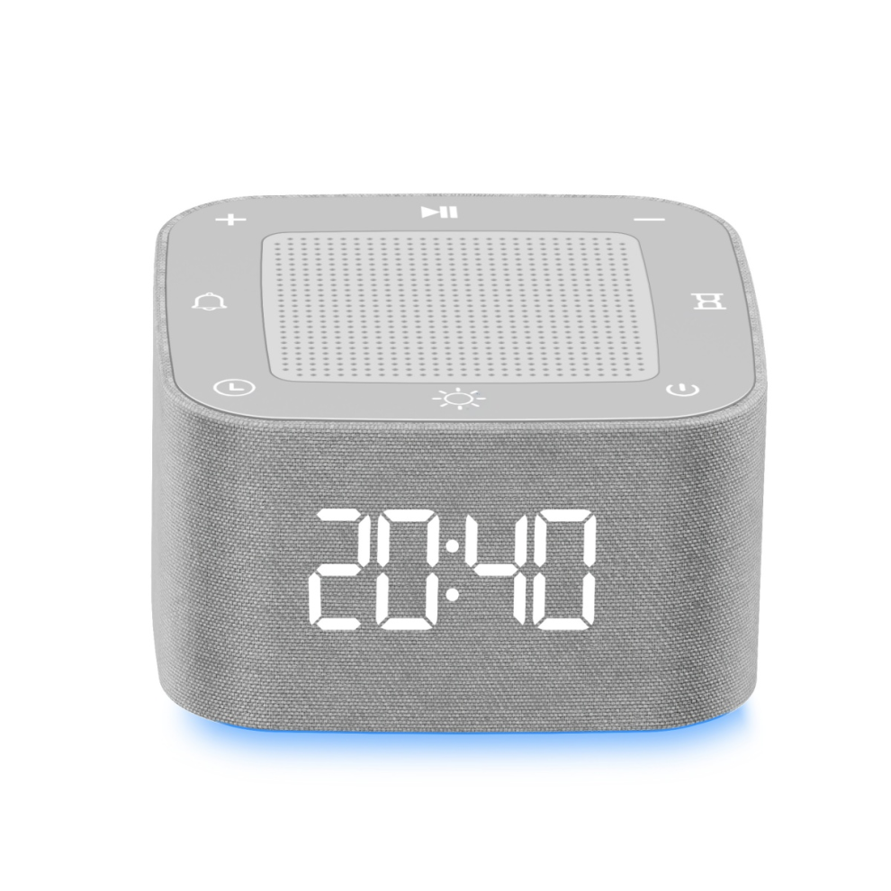 Smart hvid støjmaskine & Bluetooth-clockradio, 32 beroligende lyde til søvn og afslapning, app-styret søvnlydmaskine til baby, A