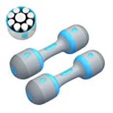 Sipobuy Justerbar vikt hantlar hem gym fitness set för dam dam herr, 5 i 1, icke-slip gummi handen, 2–10 kg, 2 x 5 kg per set (blå + grå)