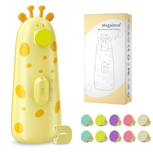 Megainvo Nagelfil Baby Elektrisk Nagelklippare Baby Set Tyst Design Elektrisk Nagelfil Baby Kit Nagelfiler Elektriska Baby med Lampa för Barn Nyfödd Bebis Nybliven Mamma Nyblivna Föräldrar