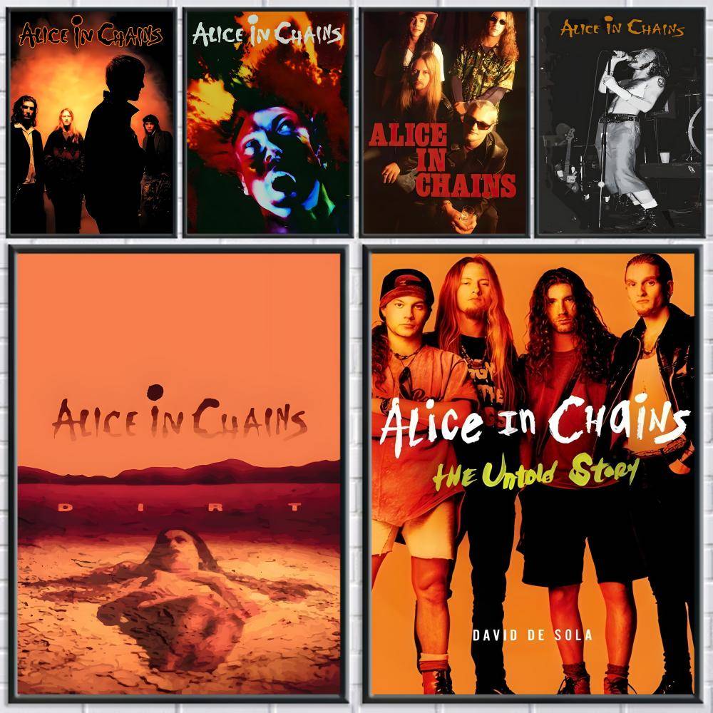 A-Alice in Chains Band Poster Stickers Mural Painting Self-Adhesive Decor for Bedroom Living Room Home HD Wall Decals Gift