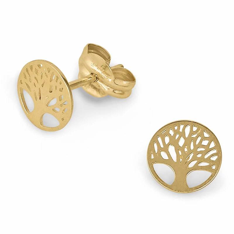 6,5 mm livets træ ørestikker i 9 karat guld - Gold Collection - Livets træ smykker