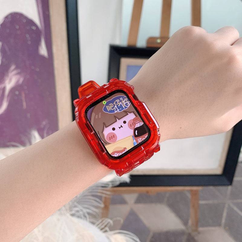 Watch Strap Cute Creative Female All-in-one Protective Cover Case - Red / C
