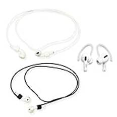 Kryzalite® 2-pack magnetisk, anti-förlust-kabel för AirPods 1&2/Pro/3rd/Pro 2, mjuk silikon – hörlurar, öronbygel (2 x remmar, 1 x öronögla), svart