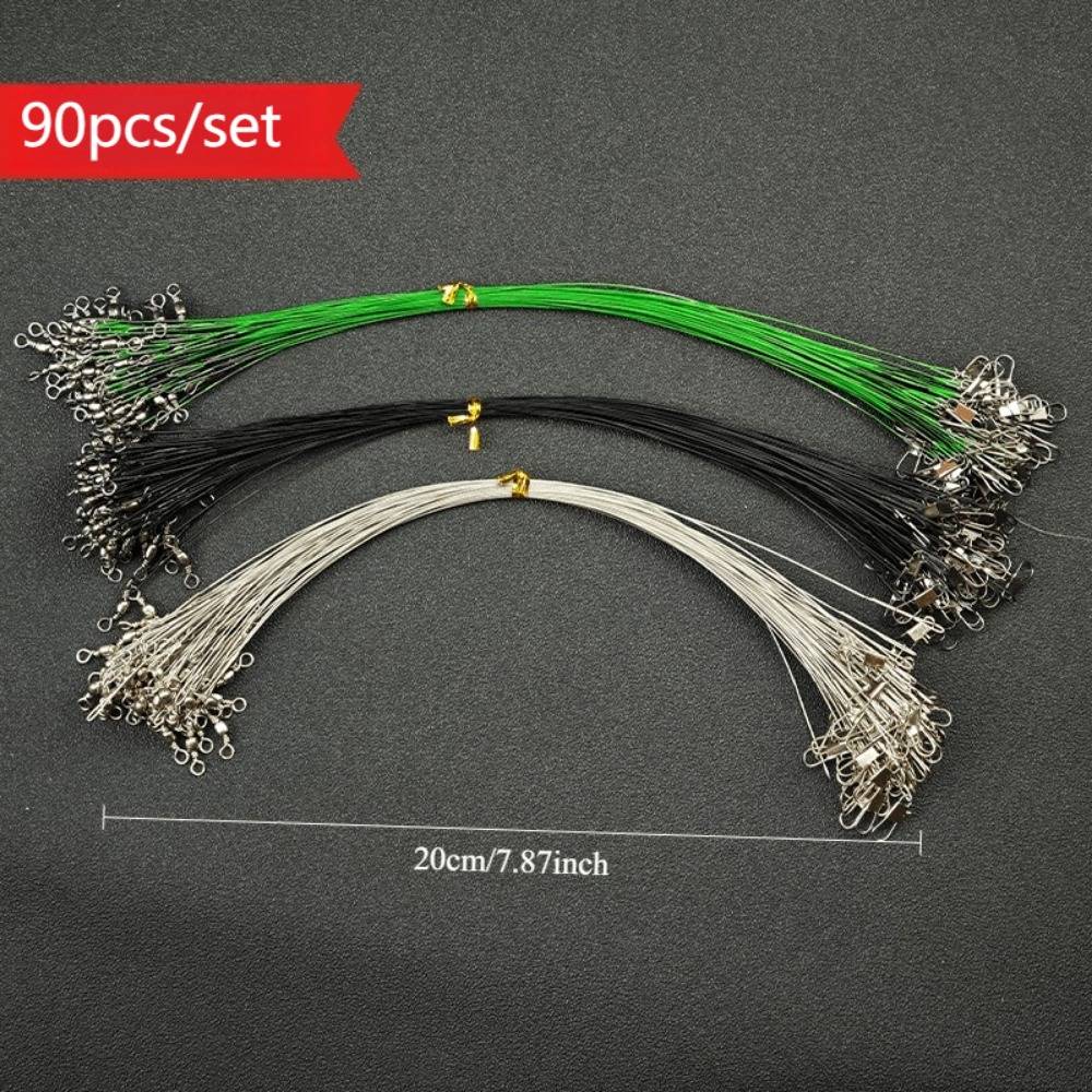 Avlcoaky 90pcs/ Set Fishing Wire Leader Stainless Steel Wire Fishing Tackle