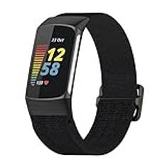 Chofit Ersättningsremmar kompatibla med Fitbit by Google Charge 6 rem, elastiskt nylonvävt sportarmband för laddning 6 aktivitetsmätare (svart 01)