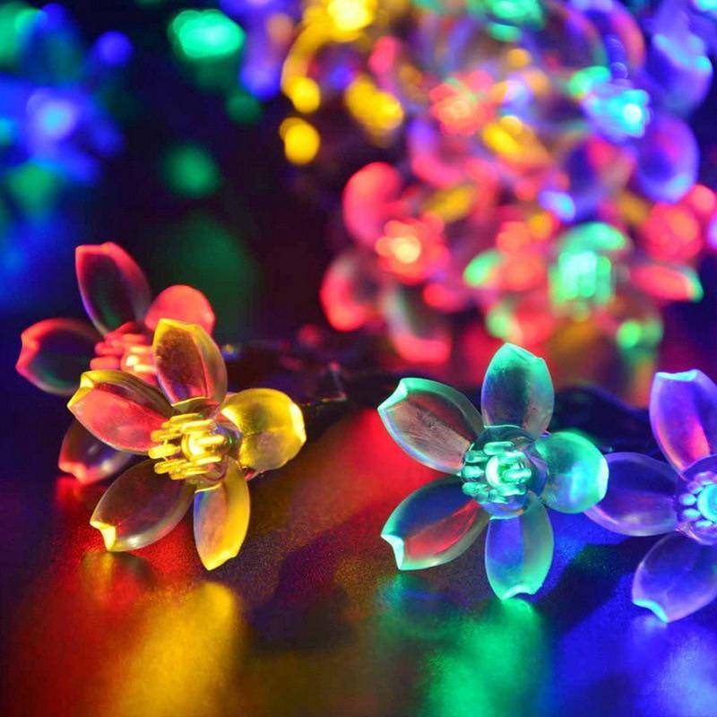 Solar String Lights 5M 7M 12M 22M Körsbärsblommor Trädgårdsbelysning LED String light Utomhus Fairy Lights Street Flower Garland