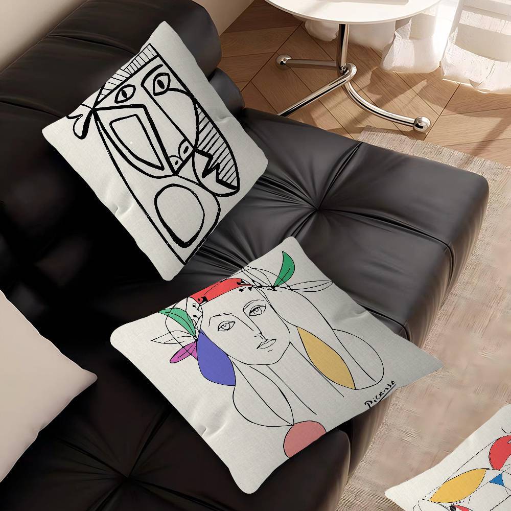 Abstrakt Vintage Minimalistiskt Ansikte Kroppskudde Kudde Kuddfodral Örngott Vardagsrum Soffa Heminredning Anpassad gray