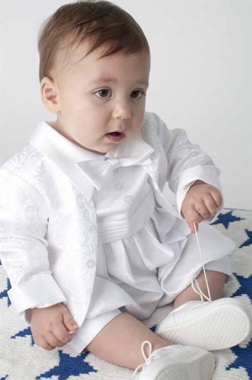Baby jakkesæt: Lille Malte, hvid - dåbs jakkesæt eller lille brudesvend.