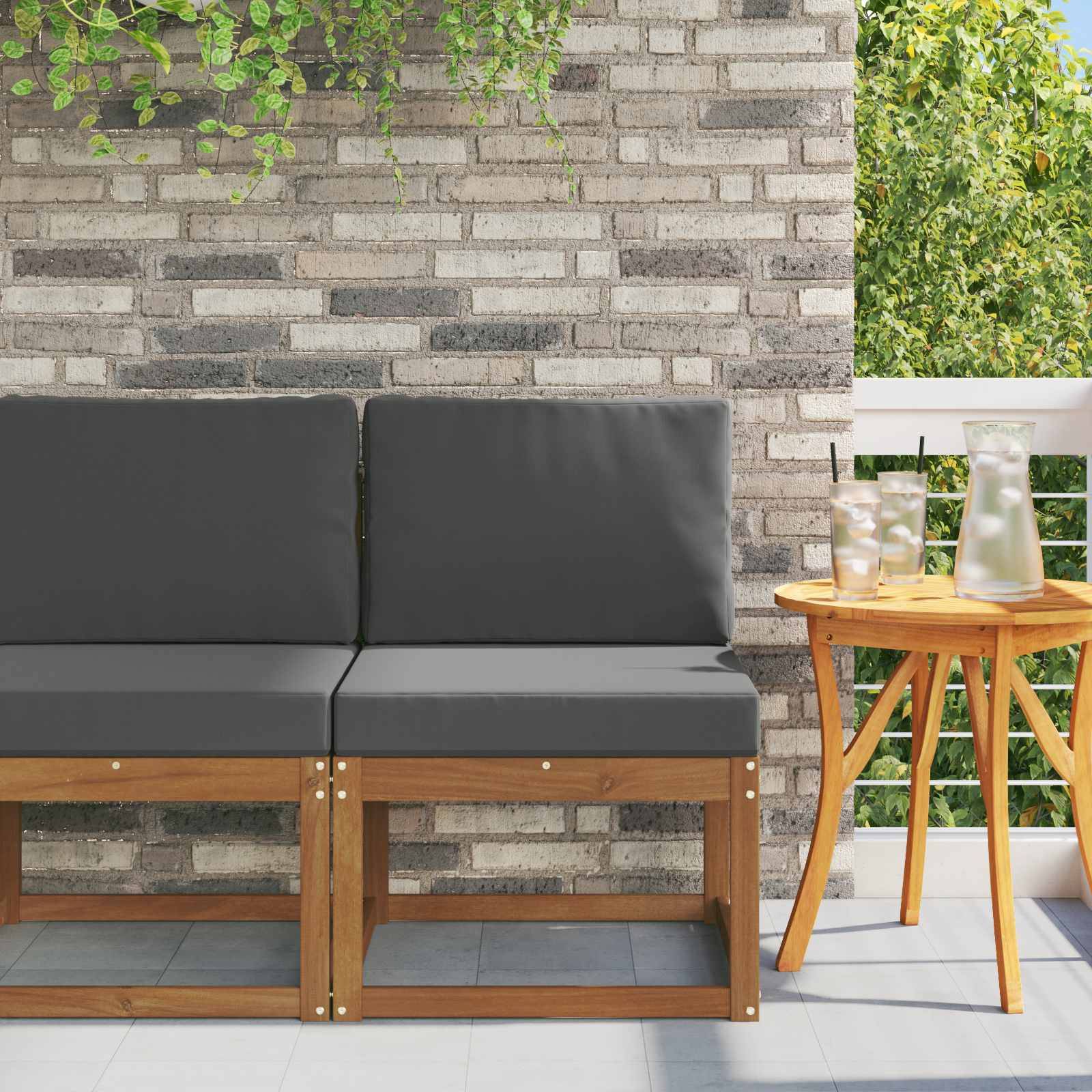 vidaXL Udendørs Mellem Sofa Massivt Akacietræ Naturfarvet