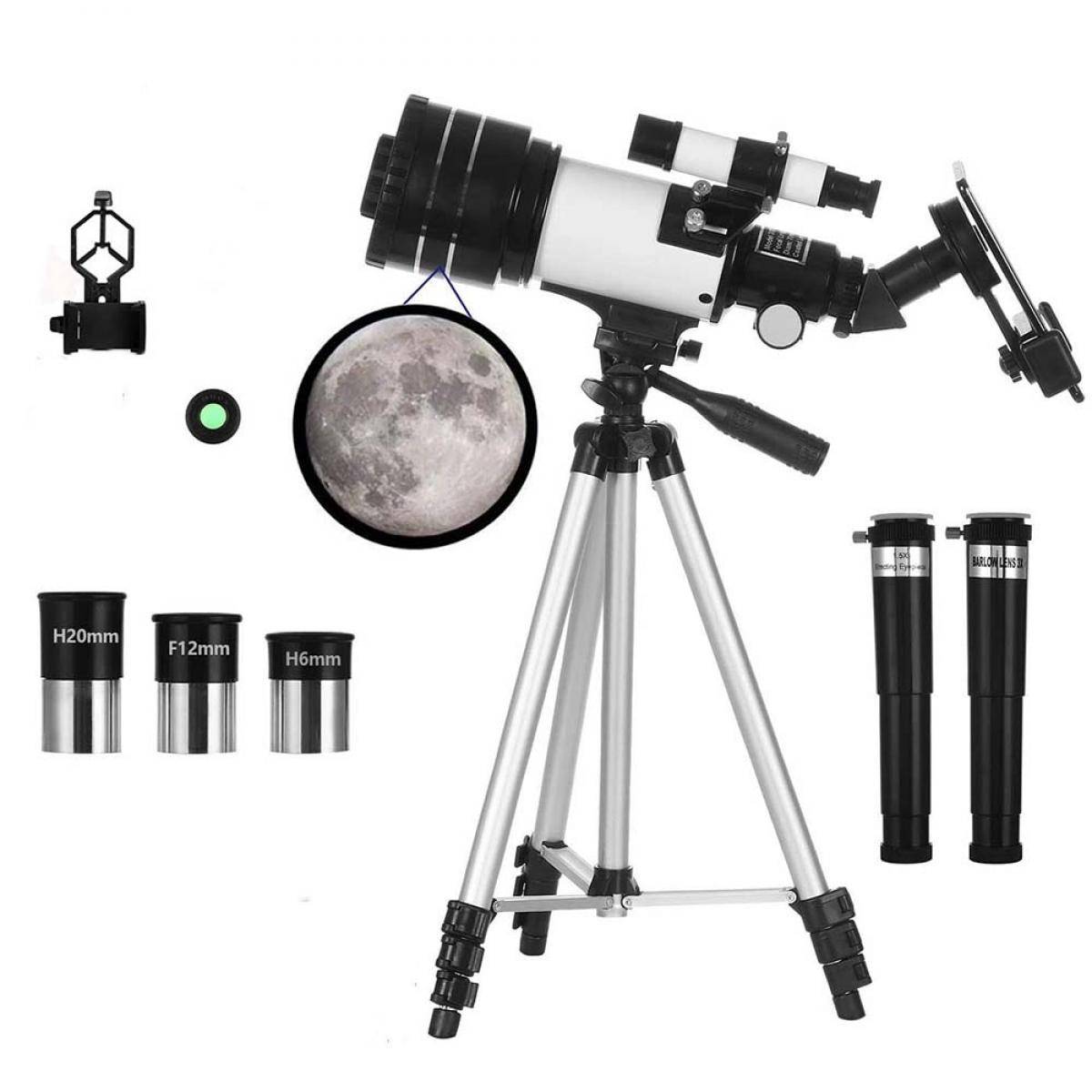 KENTFAITH 70mm Aperture Solar Eclipse & Astronomical Refracting Telescope (15X-150X) for Adults and Children, Beginners in Astronomy, 300mm Portable Telescope