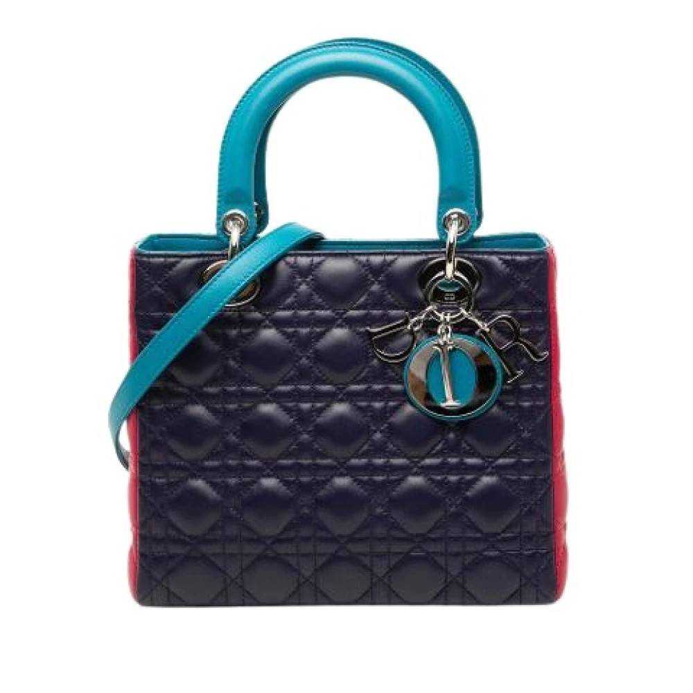 Dior Vintage Pre-owned Lady Satchel - Vintage - Dame - Blå - ONE SIZE - Uld