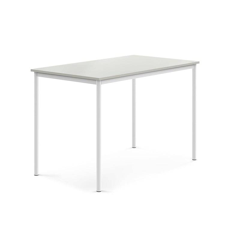Bord SONITUS, 1400x800x900 mm, stativ vit, ljuddämpande högtryckslaminat, grå