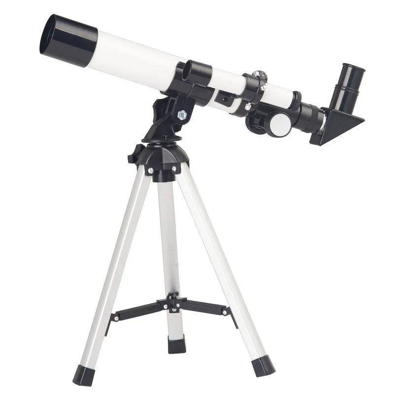 Astronomiskt teleskop med stjärnsökare, refraktor Rymdteleskop för vuxna barn nybörjare Stjärnskådning vit