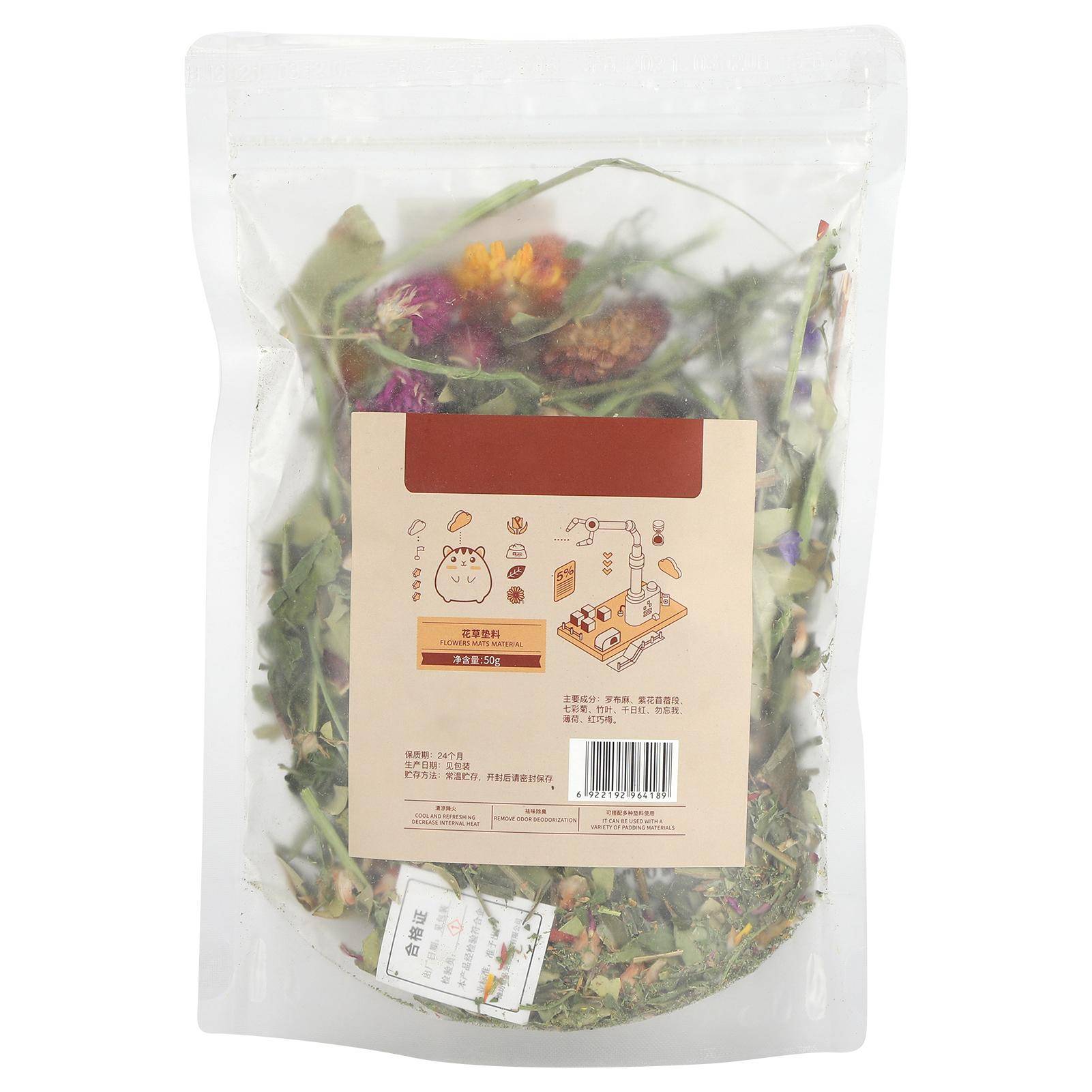 Extrem Luktkontroll Absorberande Torkade Blommor Växter Vaddering för Hamster Marsvin Husdjur Bon 50g