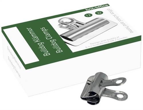 Bulldog papirklemmer 32mm blank 12 stk. pr. pakke.