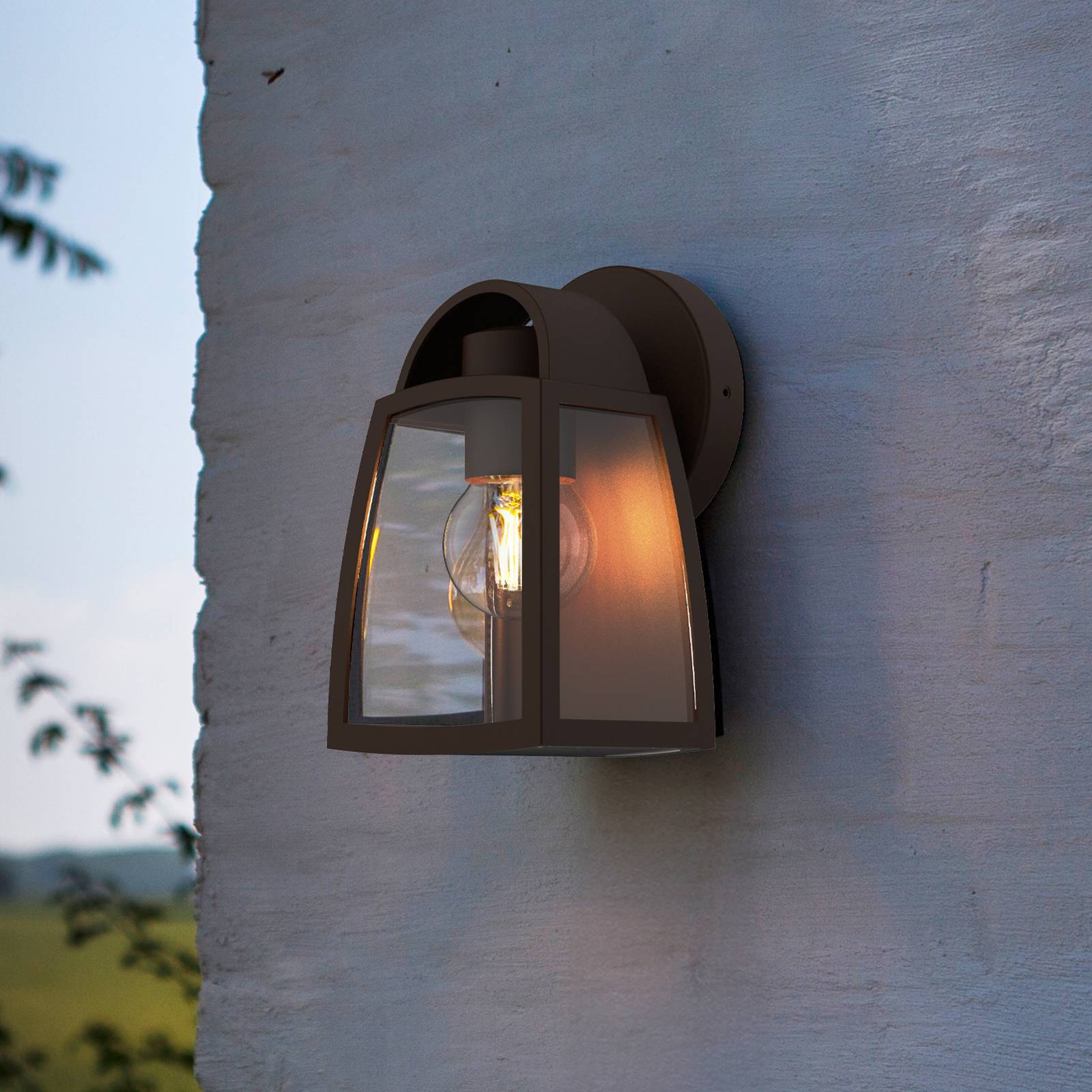 LUTEC Vägglampa utomhus KELSEY, dimbar, Svart, Aluminium / grå / zink, Modern, Utomhusvägglampa
