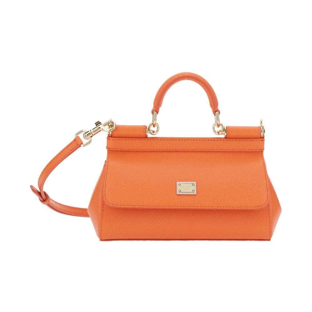 Dolce & Gabbana Mini Sicily Håndtaske - Tasker - Dame - Orange - ONE SIZE - Uld