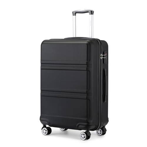 Kono Stor 28 tums Resväska Lättviktsresväska med ABS Hårdskal och TSA lås och 4 Snurrhjul Mode Resväska 2 års Garanti Hållbar (28", Svart)