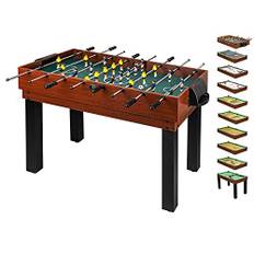 shelfmade Multifunktionellt spelbord, bordsfotboll för barn, trä, ombyggbart biljardbord, minibordtennisbord – multispelbord för vuxna – 10 spel i 1