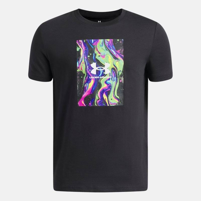 Under Armour Multi Color Photo Boys' Short Sleeve Black / White YMD (137 - 149 cm)