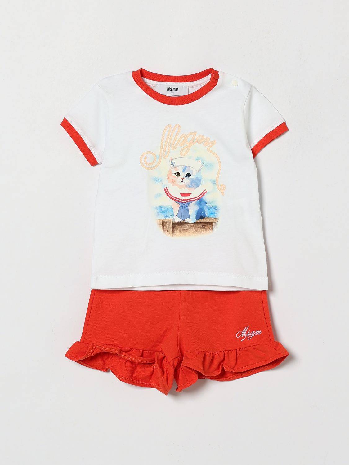 MSGM Kids Zweiteiliges Baumwoll-Set für Mädchen mit Grafikprint und Rüschen - 24M