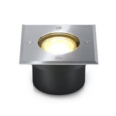 lambado® LED Bodenstrahler flach für Aussen IP67 - Wasserdicht & Befahrbar inkl. 5W Strahler dimmbar neutralweiss - Bodeneinbaustrahler/Bodenleuchte eckig aus Edelstahl für Terrasse & Garten