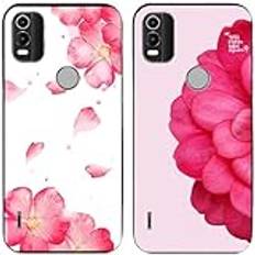 Fodral till Nokia C21 Plus I rosa körsbärsblommor blomma tryckt I TPU gel silikon I 2 st baksida telefonfodral skydd