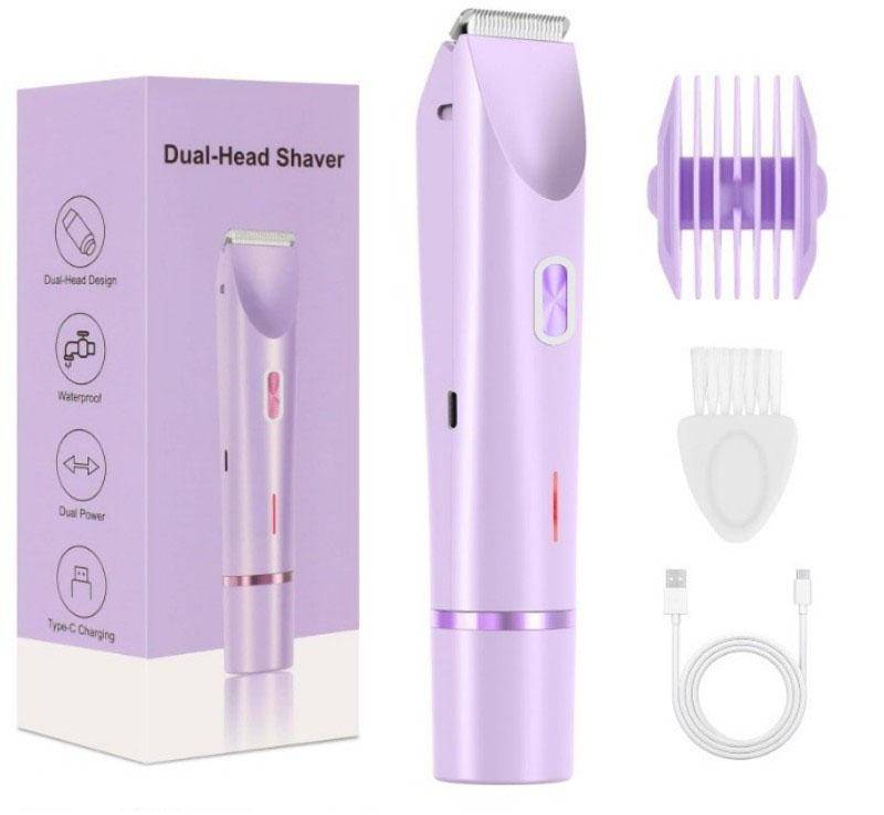 2-i-1 elektriska rakapparater för kvinnor Smärtfri epilator för damer Ansiktshårstrimmer Bikini Armhålor Ben Trimmer Elektrisk hårborttagning violett