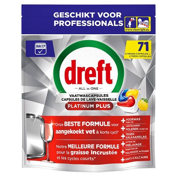 Diskmaskinstabletter 71st | Dreft Professional All-in-1 Platinum Plus Citron