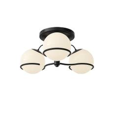 Astep - Model 2042/3, 6 Opaline Spheres 20 cm, Black Mount - Plafonder - Gino Sarfatti - Sort