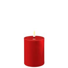 Kunstig Stearinlys Deluxe Homeart - LED bloklys Ø7,5 cm. - Rød 10 cm.