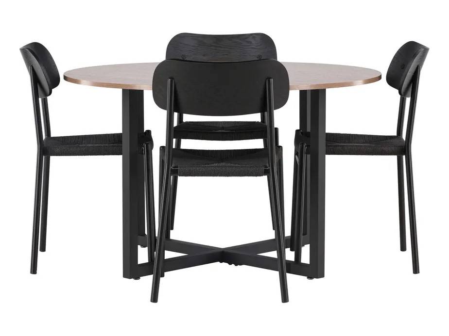Venture Design Durango & Polly matgrupp Svart/valnöt 4 stolar & bord 120 cm