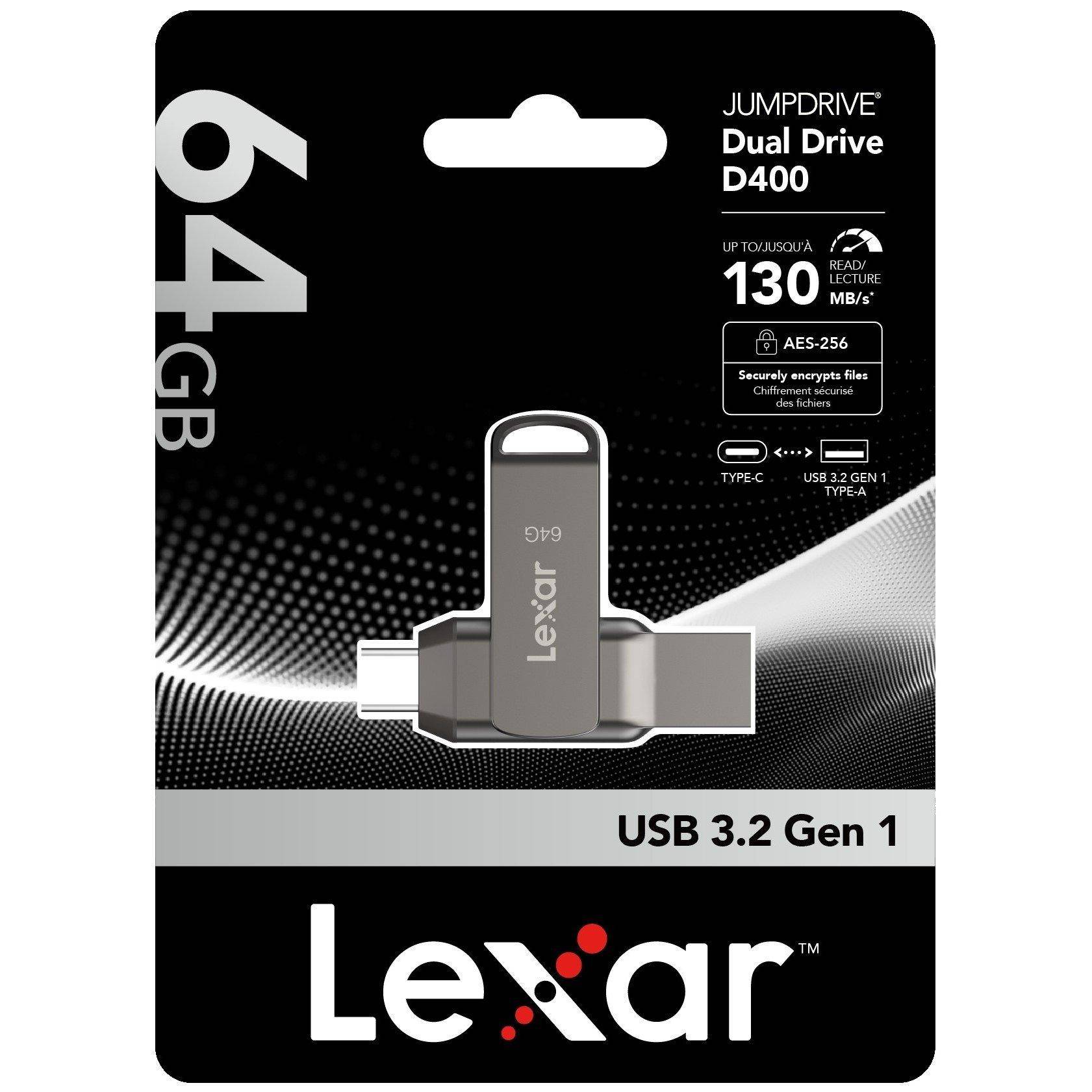 Lexar D40E 64Gb Dual Usb Flash Drive - 3.2 Gen 1 Type-C Jump Drive