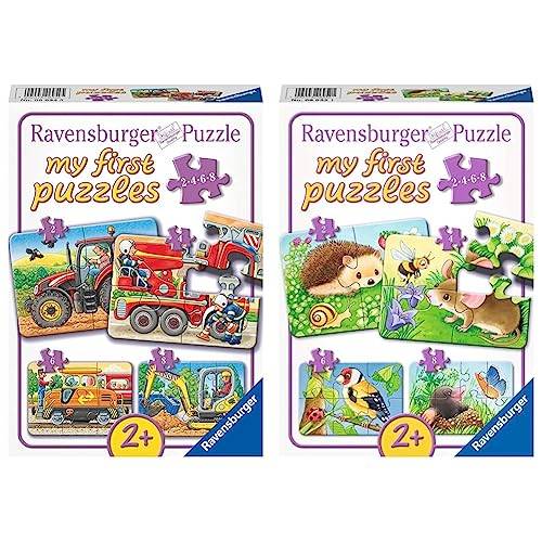 Ravensburger Kinderpuzzle - 06954 Bei der Arbeit & Kinderpuzzle - 06952 Süße Gartenbewohner - My First Puzzle mit 2,4,6,8 Teilen - Puzzle für Kinder ab 2 Jahren