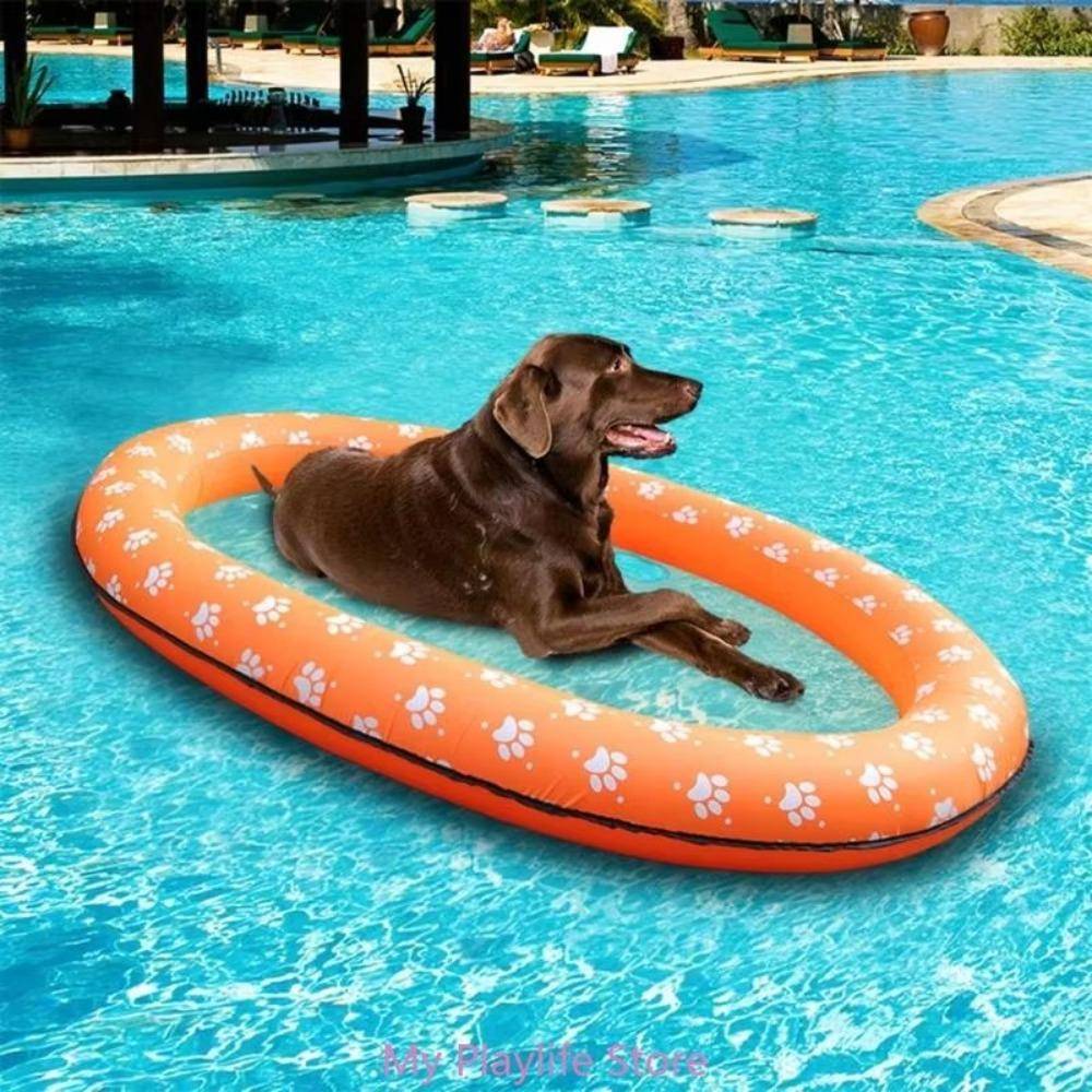 PVC Husdjur Uppblåsbar Flotte Mjuk Husdjur Flytande Flotte Bärbar Husdjur Hund Flytkropp Solbad orange