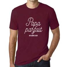 Grafisk T-shirt Herr Pappa Perfekt Den Enda Den Unika – Papa Parfait Le Seul L'unique – Begränsad Upplaga Rolig Vintage Herrmodestil för Män Nyhet - Bourgogne (L,M,S,XL,XS,XXL)