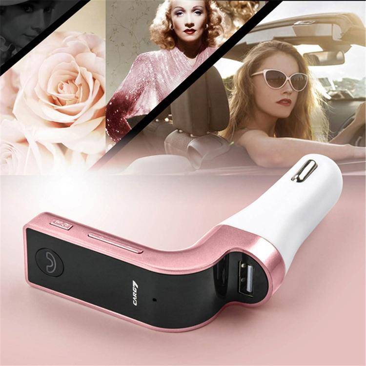 Bil Bluetooth MP3-Spelare FM-Sändare USB-Billaddare G7 (Rosé Guld)