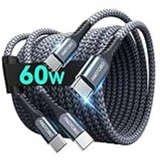 USB C till USB C-kabel, [2-pack, 3,3 FT] 3,1 A USB C snabbladdande nylonflätad USB C-laddare för iPhone 15/15 Pro/15 Plus/15 Pro Max, Samsung S21 S22 S23 S23 Ultra S20 S10 S9, Note 20, Pixel 7