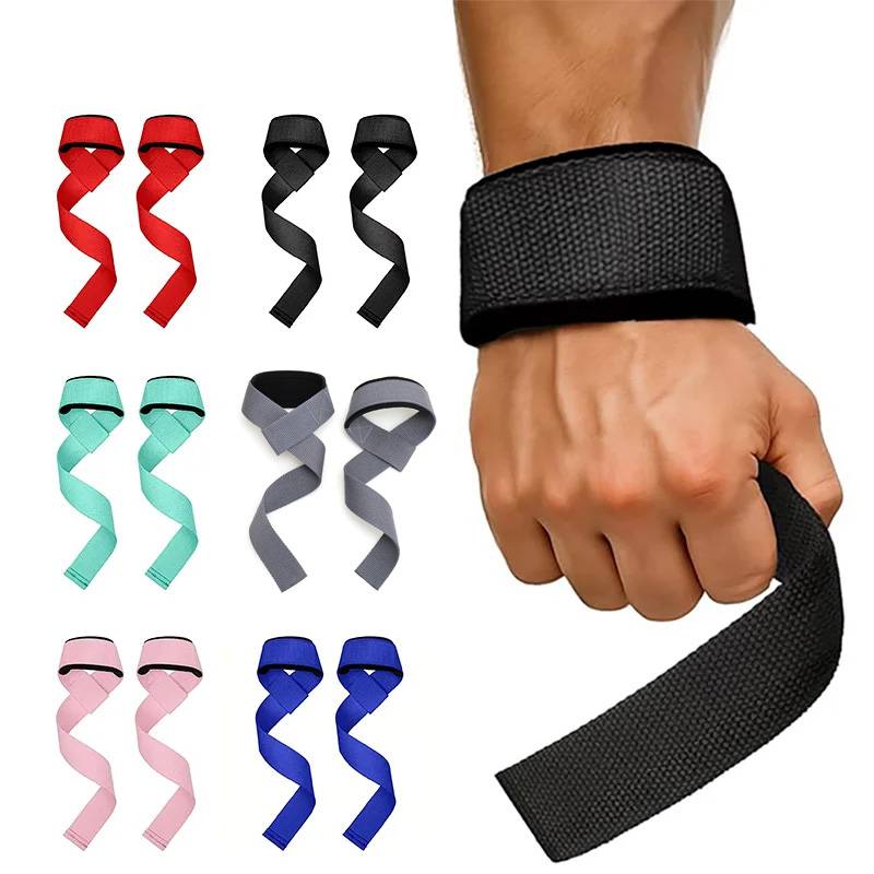 1 Pair Gym Lifting Straps Fitness Gloves Anti-slip Hand Wraps Wrist Straps Support For Weight Lifting Powerlifting Training