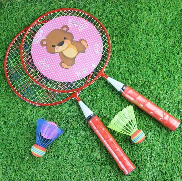1 par barn badmintonracket praktisk tecknad sport utomhusunderhållning träning föräldrabarn badmintonracket - Rosa