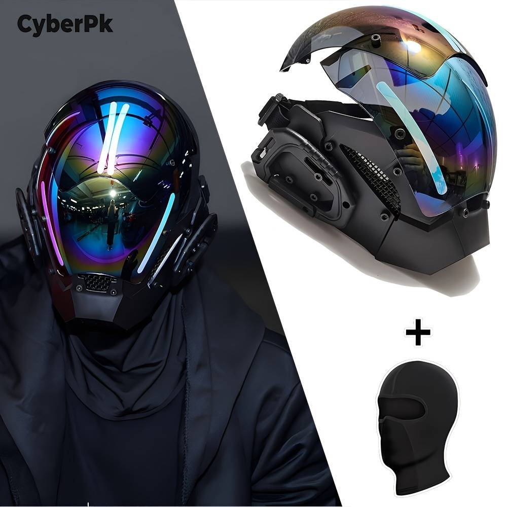 TEMU 1pc Of Bright Colored Punk Mask, Holiday Decoration Mask, Halloween Party Decorative Mask, Handdress Cool Masks For Men