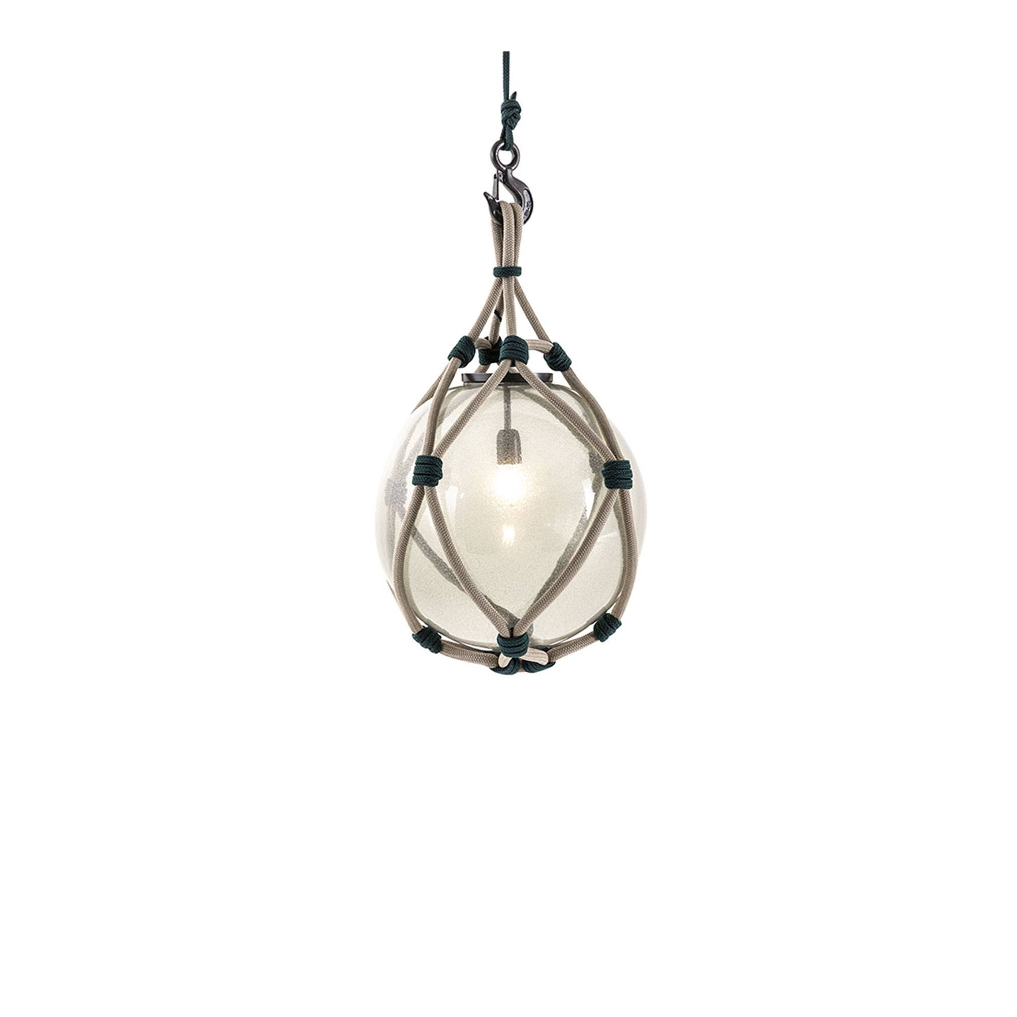 Cassina - 094 Bollicosa Nautilus Pendant Lamp Ø50 cm Outdoor, Neutral Rope/Green Knots Fumé Glass, Outdoor - Taklampor utomhus - Transparent