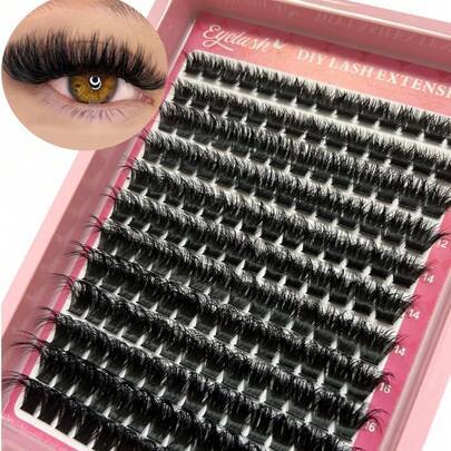 D Curl spetsiga ögonbrynsformade franskluster 14/12 rader, multidensitet 60D till 150D, ojämn tjocklek 9–18 mm, DIY-fransar