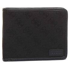 Guess Dan Logo Men's Flat Billfold Leather Wallet In Black - ONE SIZE / Black