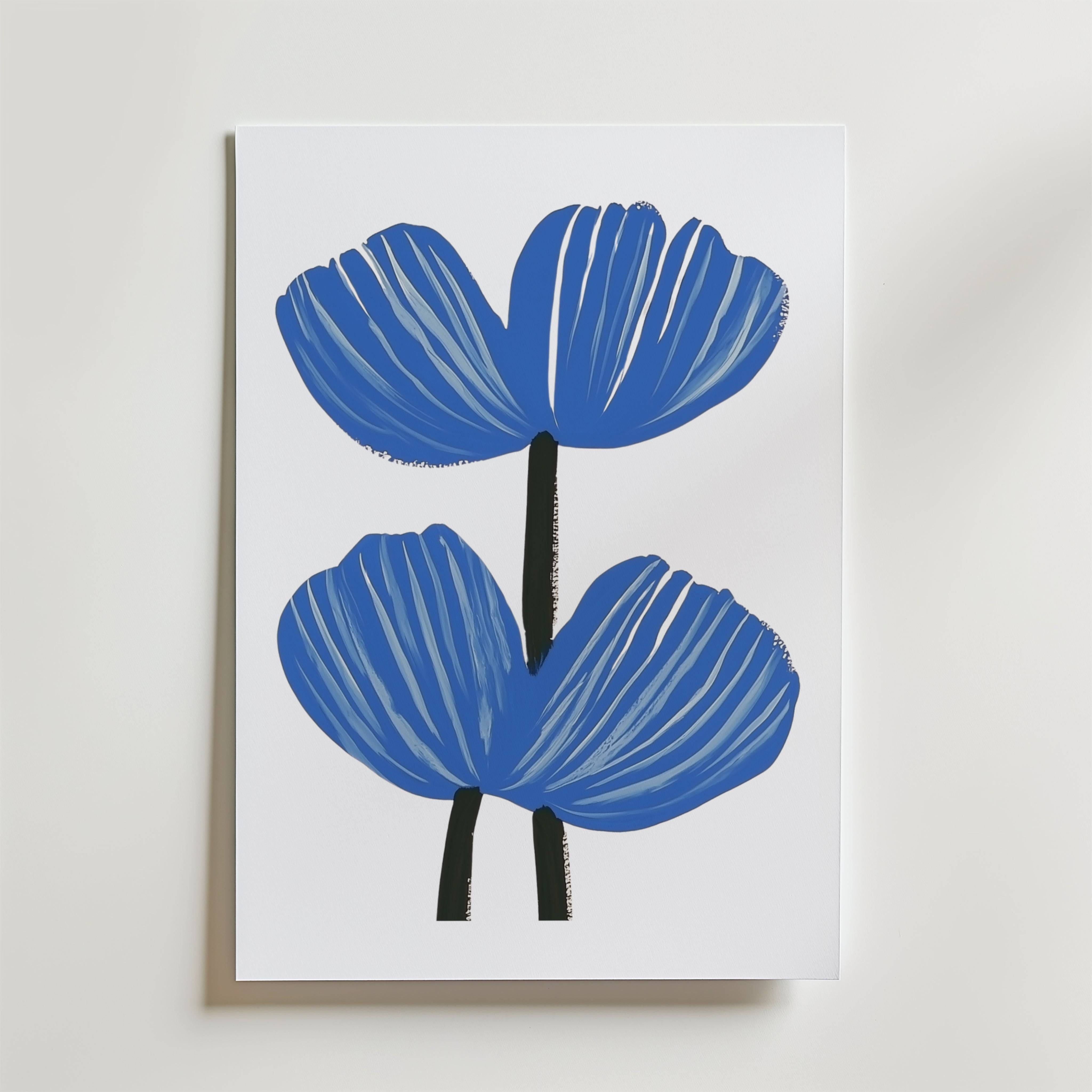 Blue floral Poster - Fine Art Poster 13x18 cm