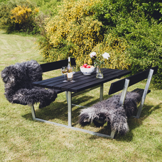 Picknickbord Sif Svart Galvaniserad ram med rygg 175 x 180 cm HORTUS