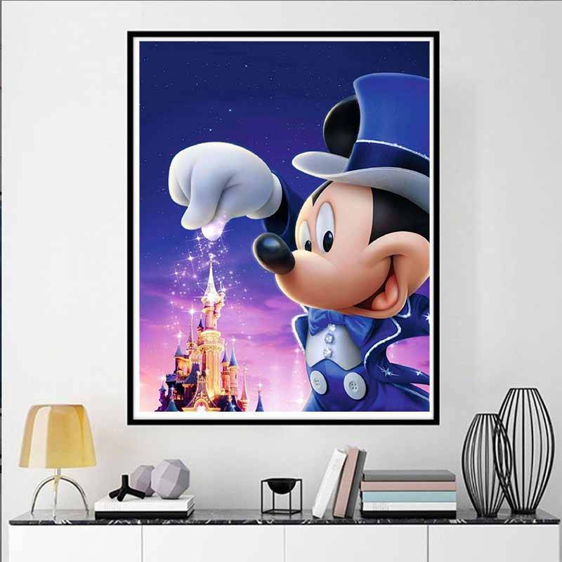 Disney Diamantmålning Magiker Musse Pigg Temamålning Tecknad 5D Diamant Korsstygn Mosaik Heminredning Gåva
