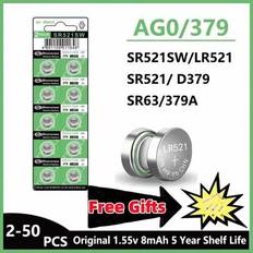 10–50 st. LR521 AG0 knappcellsbatterier SR521SW 379A 379 179 D379 SR63 1,5 V alkaliska knappcellsbatterier för miniräknare, klockor, leksaker (10 st,20 st,30 st,40 st,50 st)
